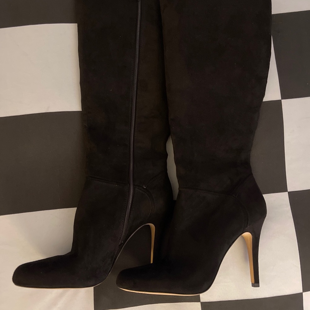 Knee High Black Suede Stiletto Boots (9)